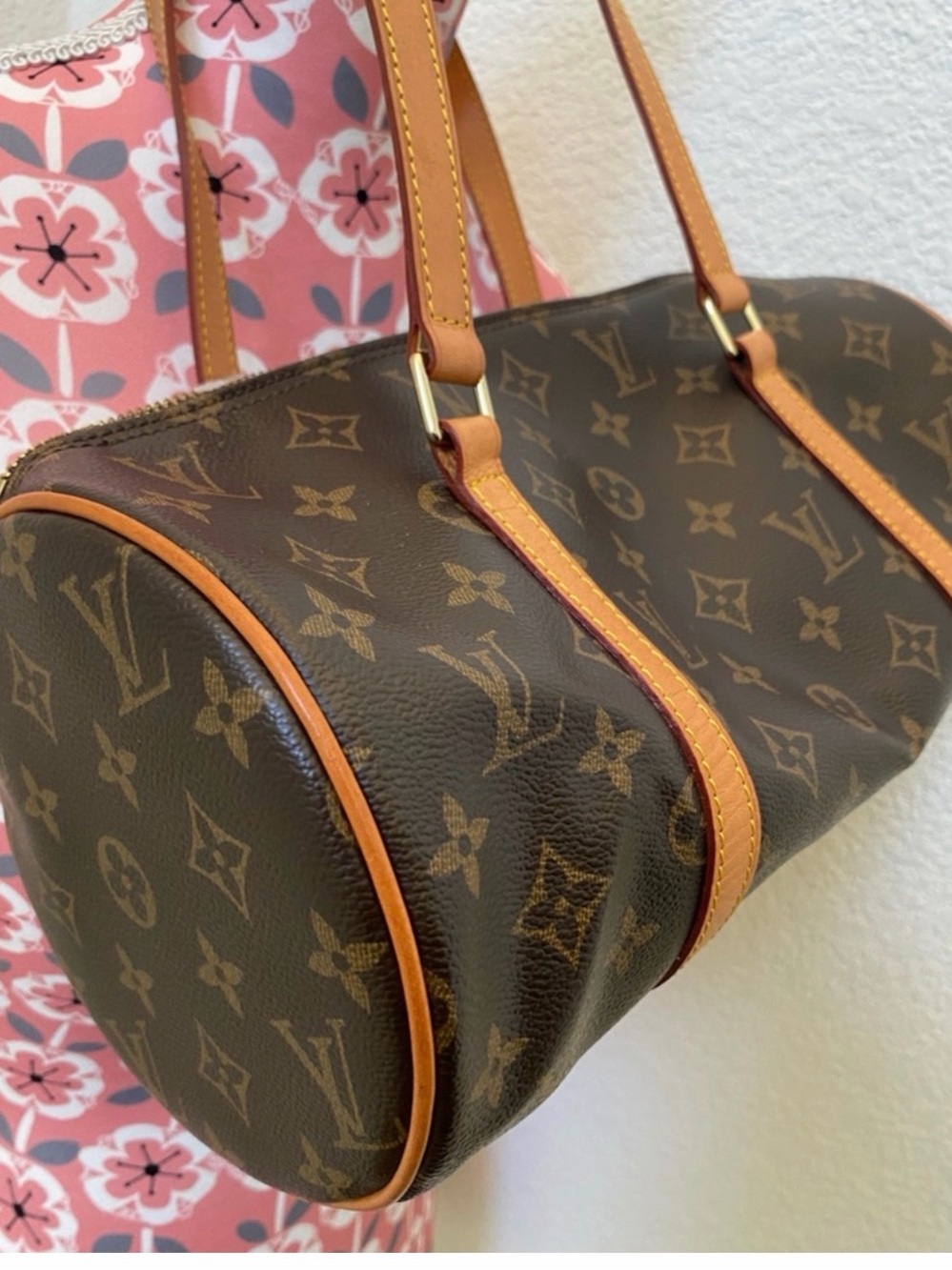 Brown Monogram Barrel Shoulder Bag